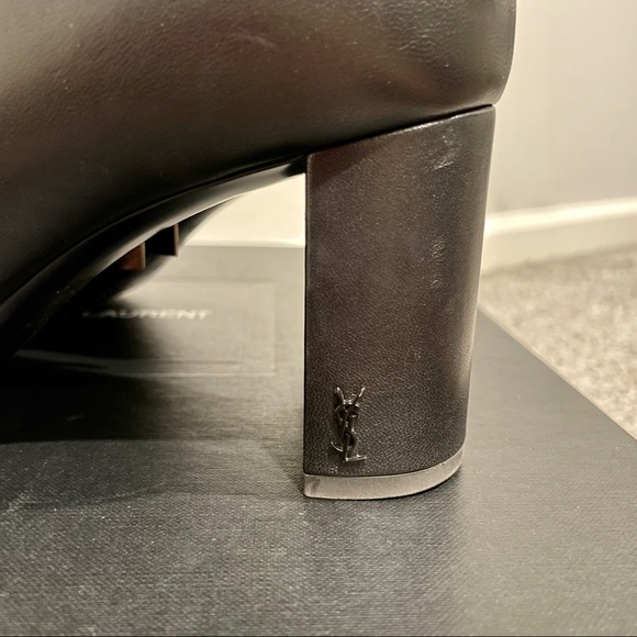 Yves Saint Laurent YSL Black Leather Lou Boots Booties Sz 40.5 EU box, dust bag - Picture 5 of 14